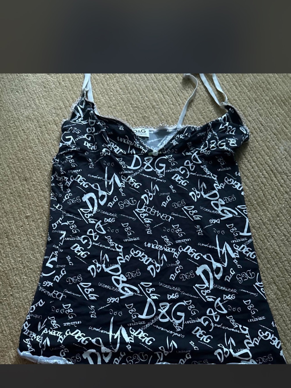 Dolce & Gabbana Black & White Logo Slip Cami